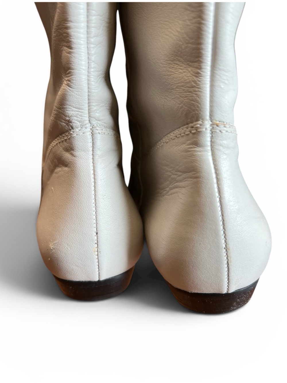 Cobbie Vintage White Leather Mid Calf Boots Fold Over Slouch Boots Size 7.5 - Picture 5 of 7